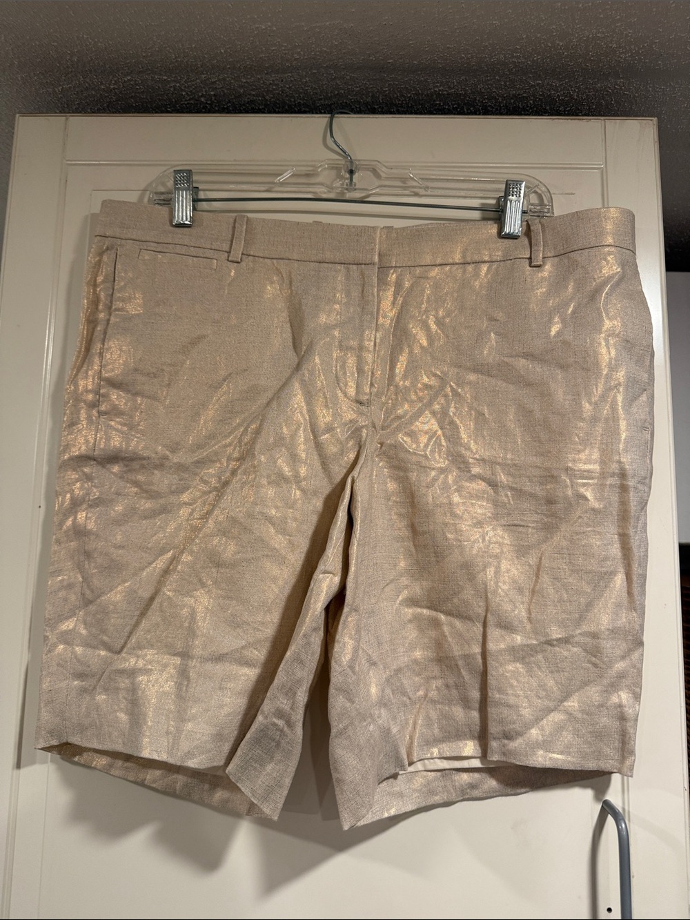 NWT J crew Metallic Beige Dress Shorts size 12 7:30